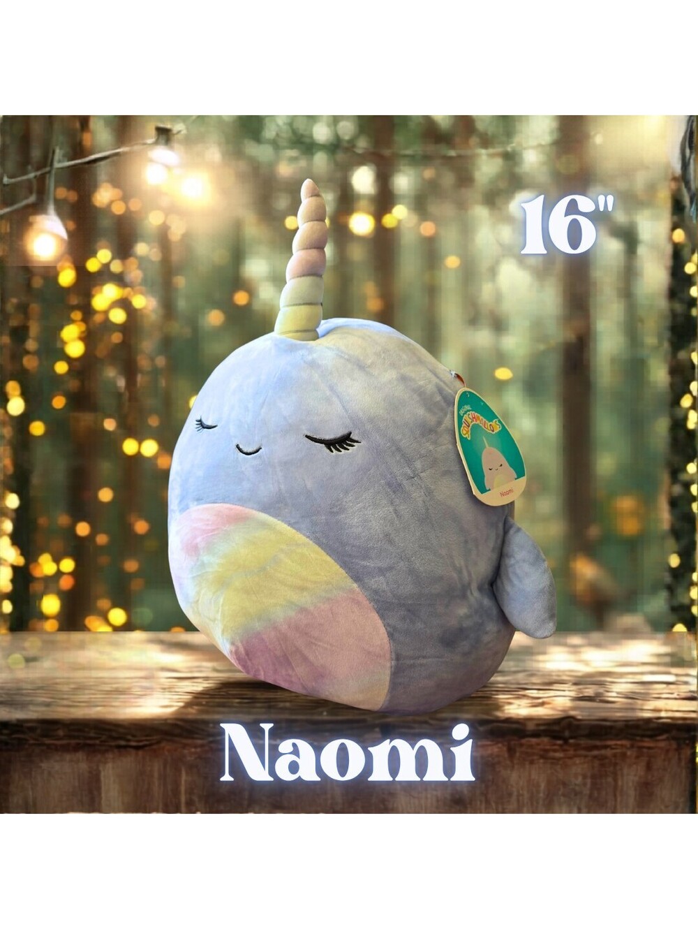 NWT Squishmallows Naomi the Narwal 16"